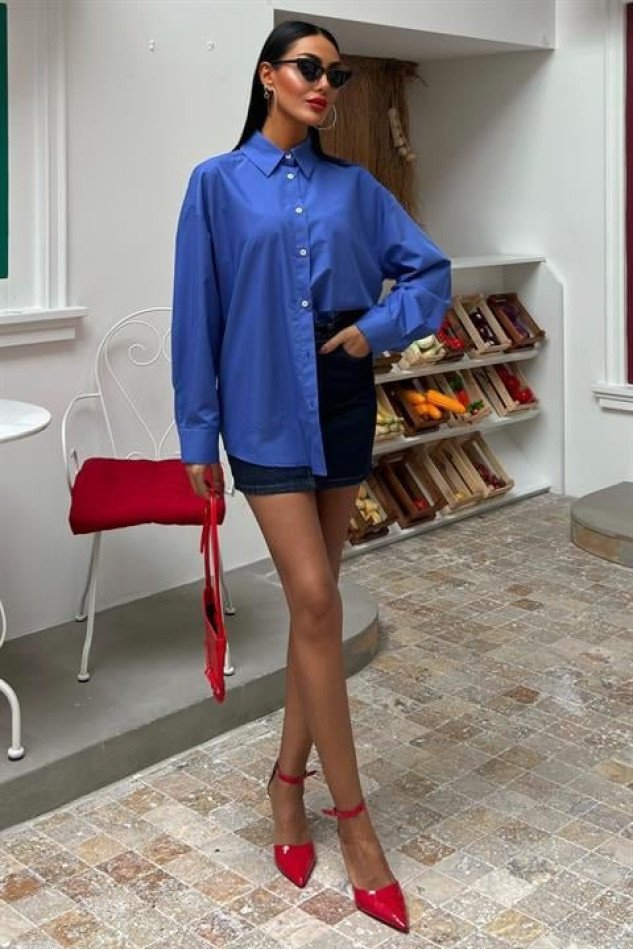 Klasik Oversize Poplin Gömlek 3421