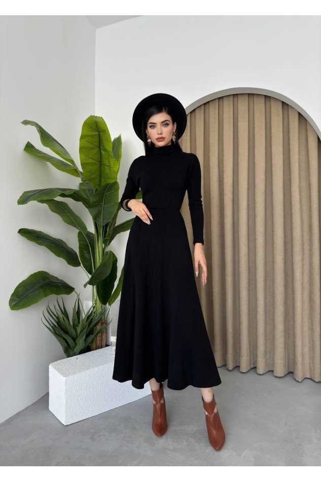 Dina Boğazlı Midi Elbise
