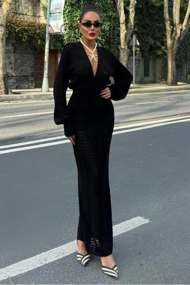 Laura Derin Dekolte Kroşe Elbise 2712-0025