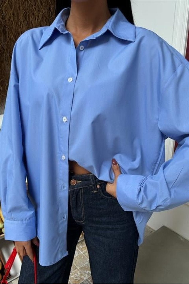 Klasik Oversize Poplin Gömlek 3421