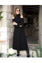 Kadın Balıkçı Yaka Omuzlardan Açık Uzun Kollu Janjan Krep Elbise