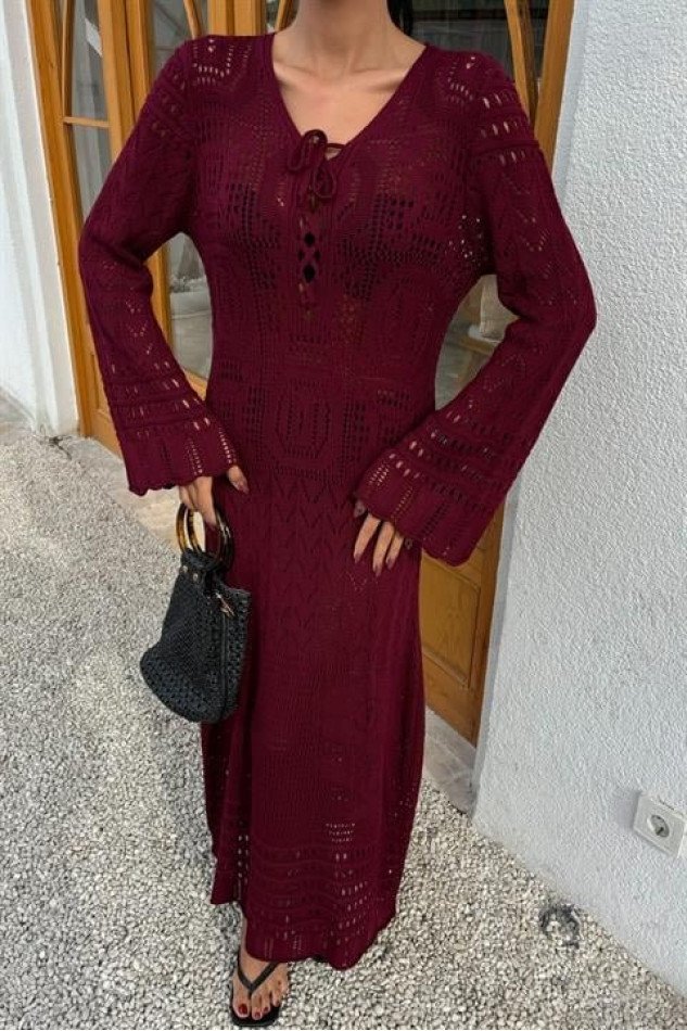 Birit Detaylı Ajurlu Elbise 2838