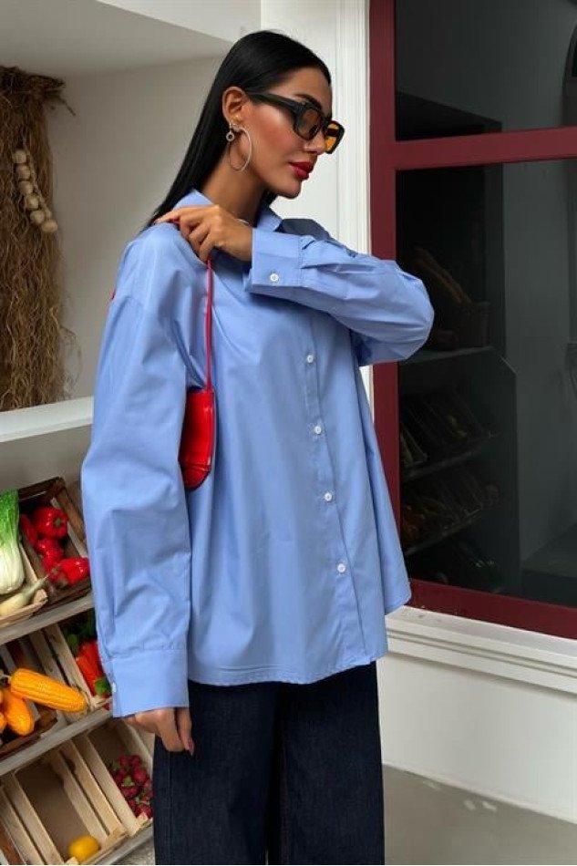 Klasik Oversize Poplin Gömlek 3421