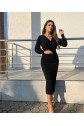 Kadın Uzun Kollu Kruvaze Yaka Büzgü Ve Balon Kol Detay Krep Kumaş Maxi Boy Elbise