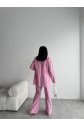 ÇİZGİLİ KETEN YELEK-PANTOLON TAKIM - Pembe