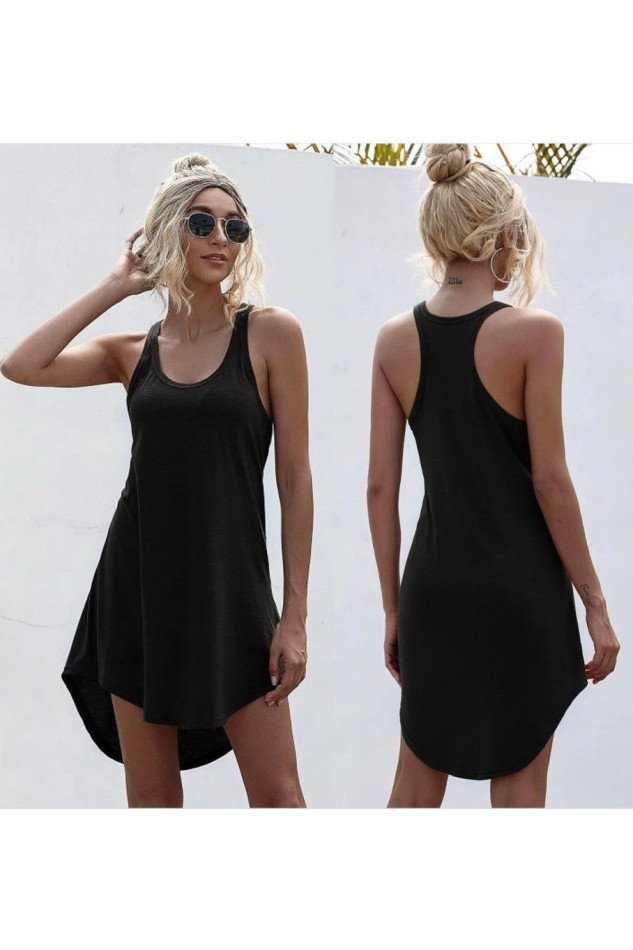 Kadın Kolsuz Halter Yaka Viskon Mini Elbise