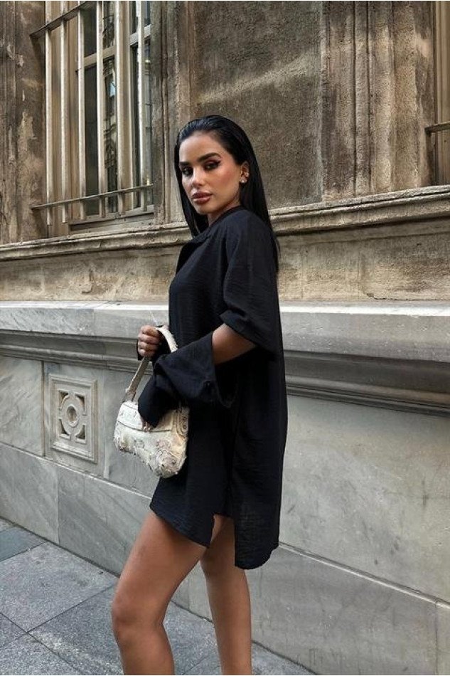 Alina Kol Cut Out Keten Gömlek 3252-08