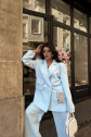 TASARIM ETİKET DETAYLI CEKET - PANTOLON TAKIM - Bebe Mavi