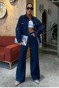 Gömlek Ve Palazzo Pantolon Klasik Denim Takım 10070