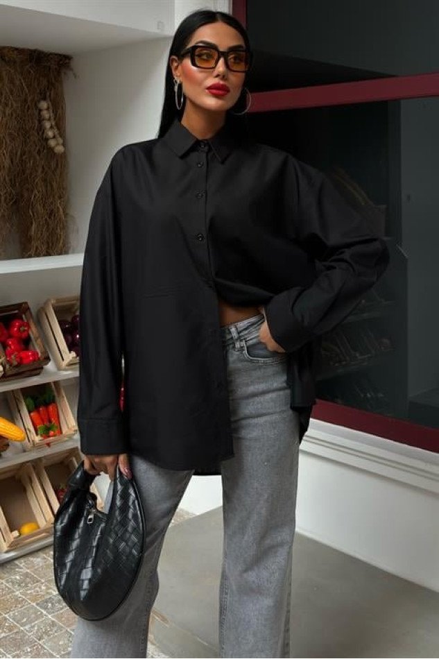 Klasik Oversize Poplin Gömlek 3421