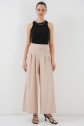 Geniş Paça Pileli Pantolon 6718 - Krem