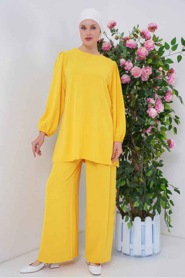 Ayrobin Tunik Pantolon Alt Üst Takım 6712 - Sarı