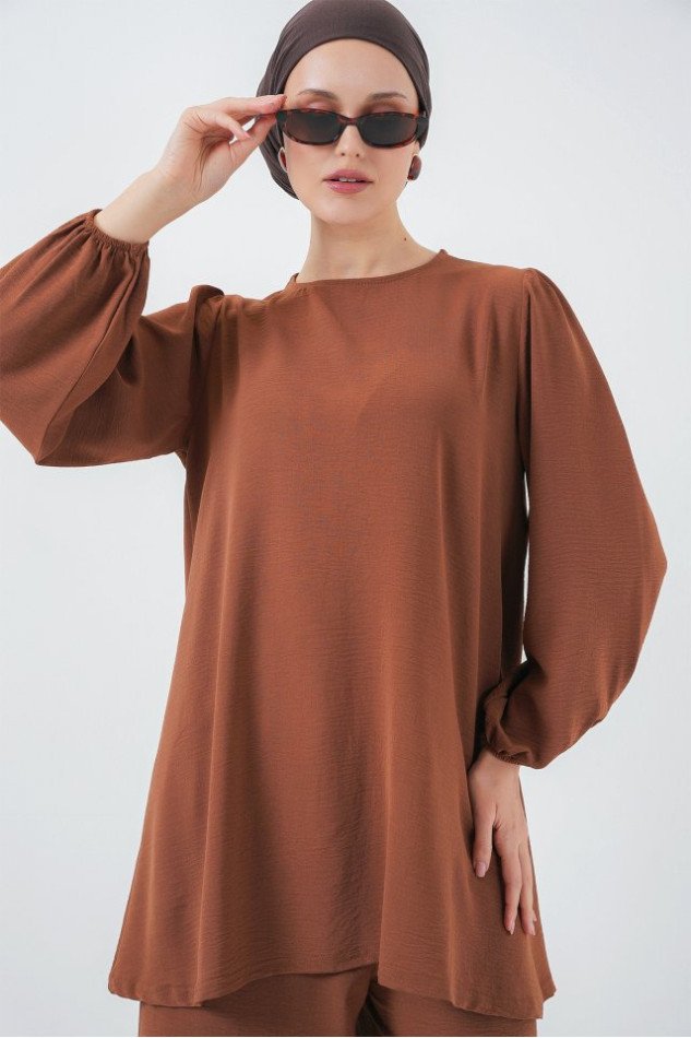 Ayrobin Tunik Pantolon Alt Üst Takım 6712 - Sütlü Kahve