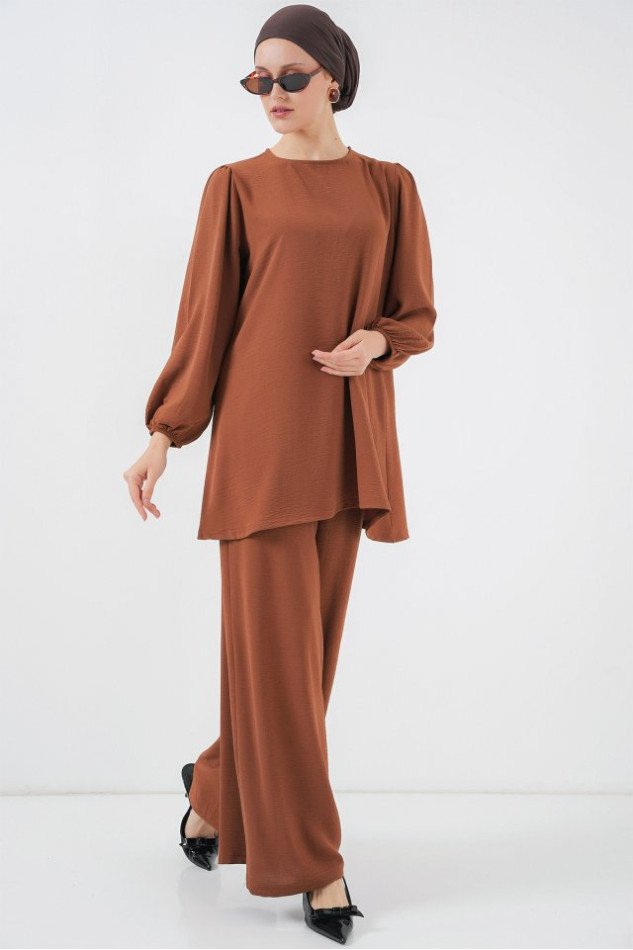 Ayrobin Tunik Pantolon Alt Üst Takım 6712 - Sütlü Kahve