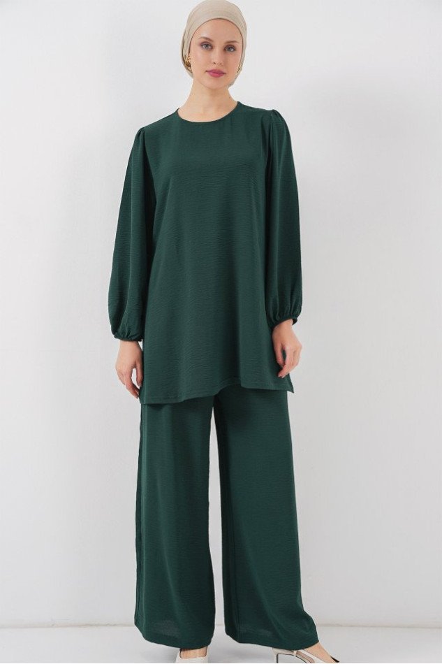 Ayrobin Tunik Pantolon Alt Üst Takım 6712 - Zümrüt Yeşili