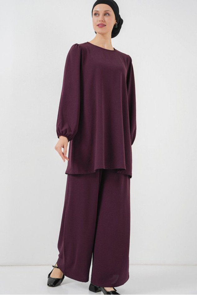 Ayrobin Tunik Pantolon Alt Üst Takım 6712 - Mürdüm
