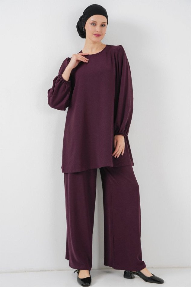 Ayrobin Tunik Pantolon Alt Üst Takım 6712 - Mürdüm