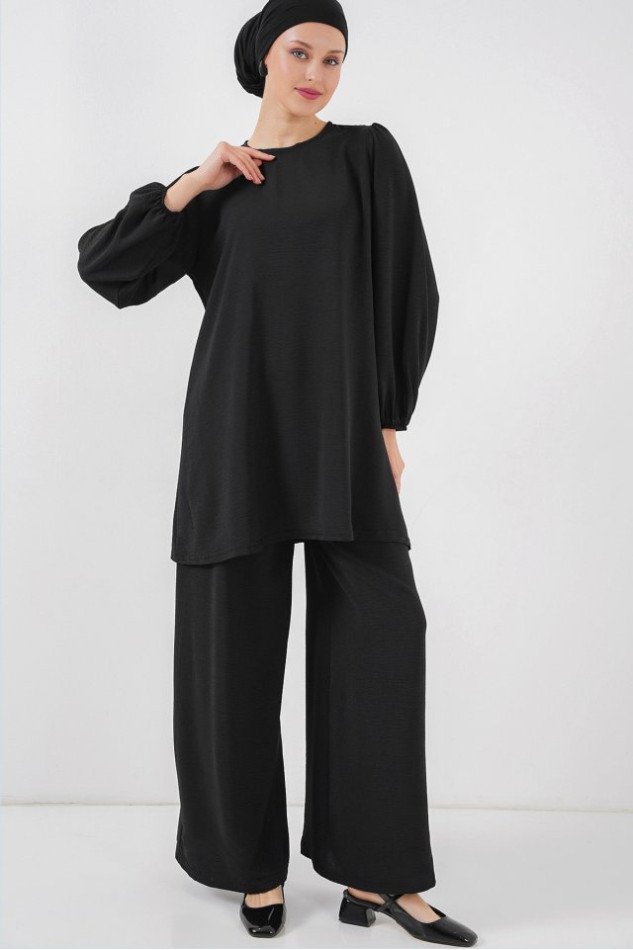 Ayrobin Tunik Pantolon Alt Üst Takım 6712 - Siyah
