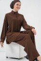 Örme Tesettür Alt Üst Takım 6711 - Kahverengi