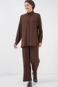 Örme Tesettür Alt Üst Takım 6711 - Kahverengi