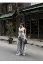 Poly Viscose Arkasi Düğme Ve Kemer Detayli Yelek Pantolon Takim