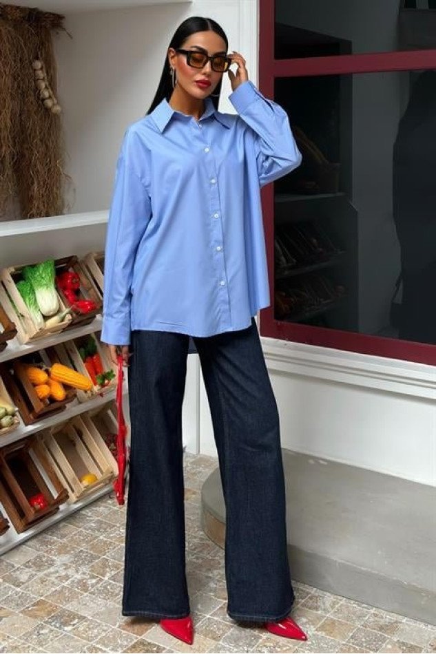 Klasik Oversize Poplin Gömlek 3421