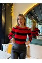 Kadın Uzun Kollu Bisiklet Yaka Omuzları Açık Triko Bluz