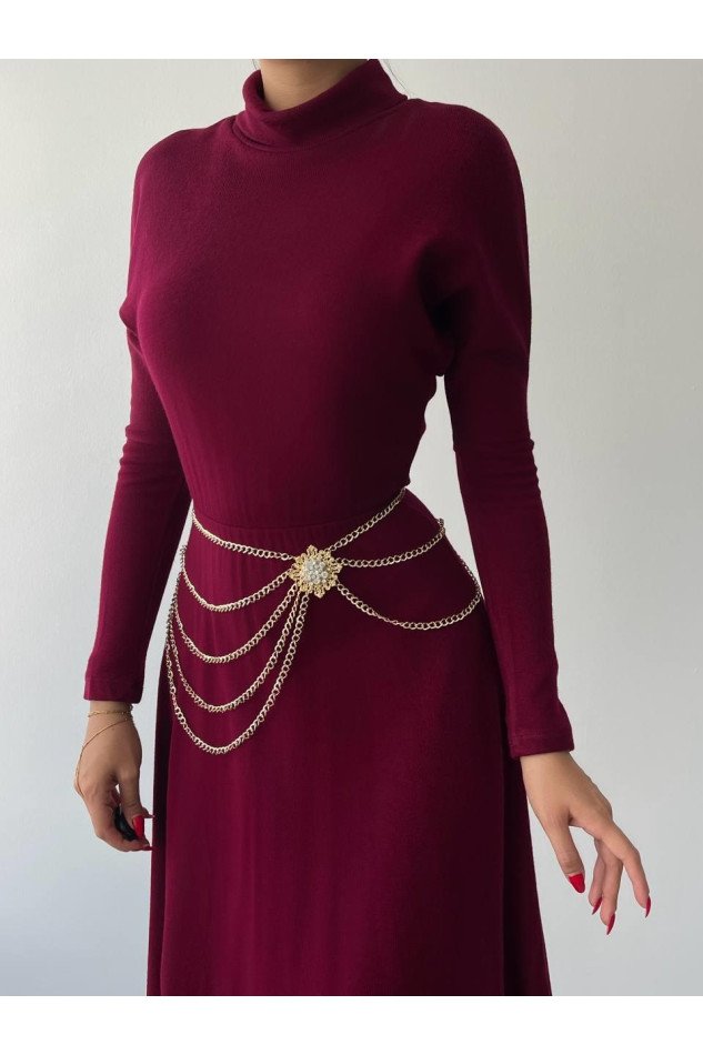 Dina Boğazlı Midi Elbise