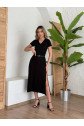 Kadın Kısa Kollu V Yaka Maxi Boy Elbise 124 Cm