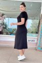 Kadın Yaka Ribanalı Çift Yırtmaçlı Elbise