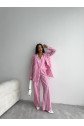ÇİZGİLİ KETEN YELEK-PANTOLON TAKIM - Pembe