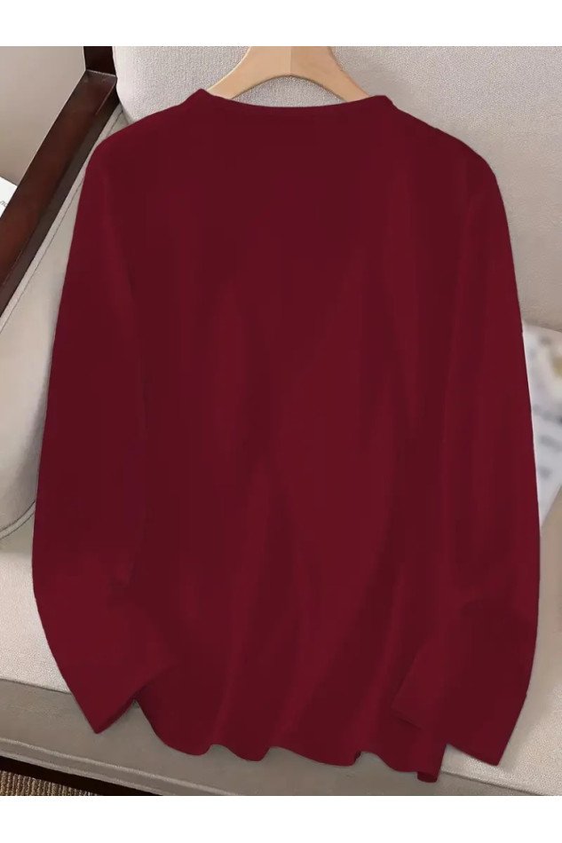 Kadın Uzun Kollu Bisiklet Yaka Desenli Vskon Bluz