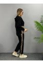 Kadın Uzun Kollu Leopar Detay Sweat Ve Yanı Leopar şerit Detay Pantolon Ikili Takım
