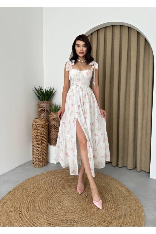 Roseta Bağlamalı Midi Elbise