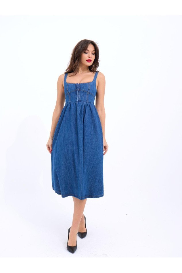 7143 KOT ELBİSE-MAVİ