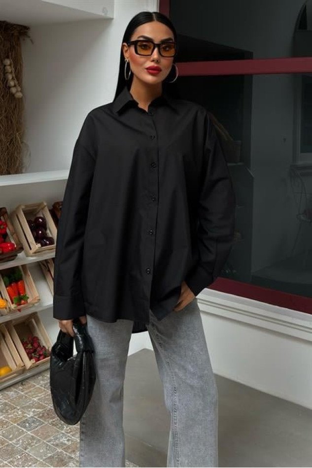 Klasik Oversize Poplin Gömlek 3421