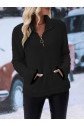 Kadın Uzun Kollu önden Fermuarlı Cepli Peluş Sweat
