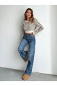 Kadın Uzun Kollu Balıkçı Yaka Crop Triko Bluz