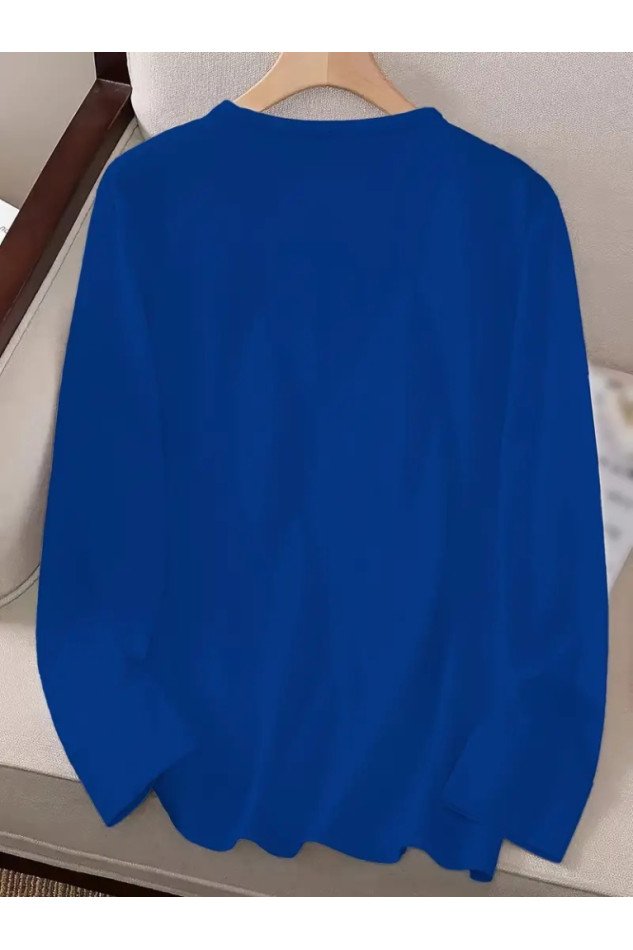 Kadın Uzun Kollu Bisiklet Yaka Ayçiçeği Desenli Viskon Bluz