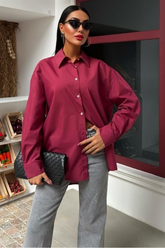Klasik Oversize Poplin Gömlek 3421