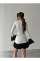 Fırfır Detaylı Drapeli Mini Elbise