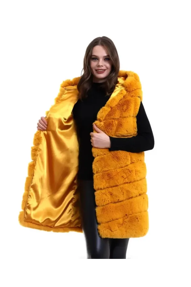 Reks Kapüşonlu Yelek - Sarı