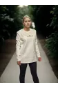Unisex Bisiklet Yaka Uzun Kollu T-Shirt - Beyaz