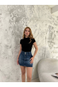 Kısa Kol Badi Bluz - Siyah