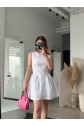 Fermuar Detaylı Mini Elbise - Beyaz